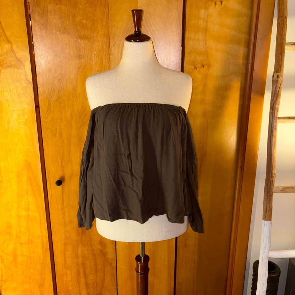 Tobi Off-Shoulder Olive Blouse